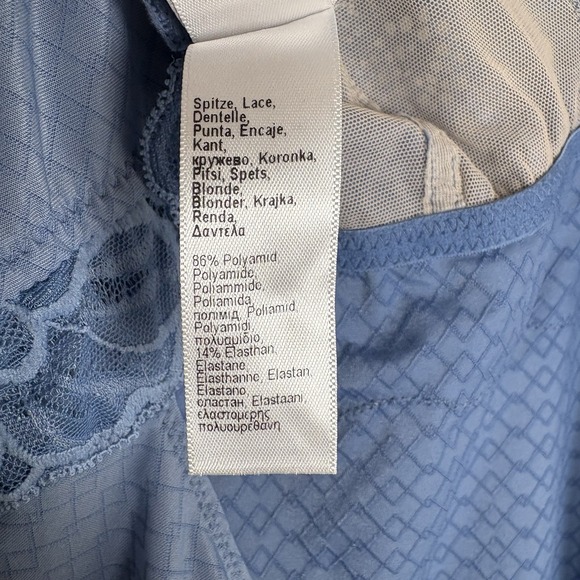 Hanro Marilyn Bodysuit Lace Trim Open-Back M Dusty Blue Coquette Lux Intimates - Picture 12 of 14